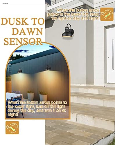 Seovix Сензор за движење на отворено wallидно светло, 2pack Надворешен wallид Sconce Dusk to Dawn E26 Base Socket, IP65 водоотпорни