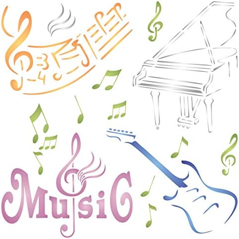 Музичка Матрица, 4,5 х 4,5 Инчи - Мешани Медиуми Пијано Гитара Зборови Музички Белешки Матрици За Сликарство Дефиниција