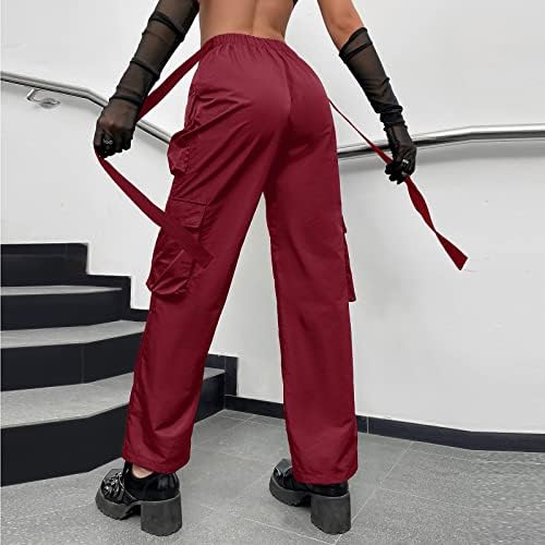 Миашуи симпатични удобни панталони 2023 карго панталони жена опуштена вклопена буги облека црни панталони високи половини патент тенок