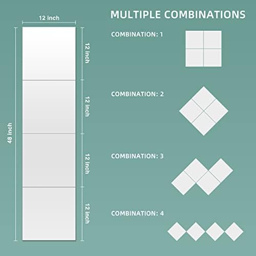 Огледало ЗА Цело Тело ЧИНЈОНГ За Ѕид, 4 Пакети Плочки За Огледало од 12х12 инчи, Флексибилни Огледални Листови Со Акрилни Леќи со Дебелина од 2