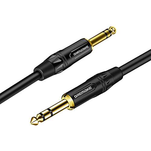Dremake 6,35 mm/6,5 mm Балансиран стерео аудио кабел TRS 1/4 инчен кабел за гитара, кабел за гитара, 3FT 6,35 mm маж до четвртина инчи