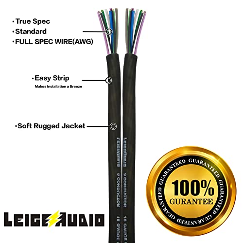 Leigesaudio 20 стапки 9 Wireица/кабел за звучник на проводникот - 18 AWG чиста OFC, ултра -флекс и лесна кора од кора, голи