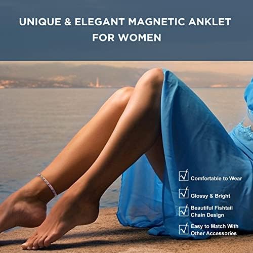 УСВЕЛ МАГНЕТСКИ нараквици за женски, артритис магнетна терапија АНКЛЕТ Елегантен рибаил линк женски лимфни дренажа магнетна нараквица со алатка за прилагодување