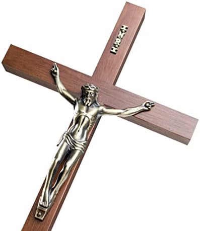 DCCXN Crucifix Wallиден крст, цврст дрвен католички Исус Христос преминува за домашен декор - 12 инчи