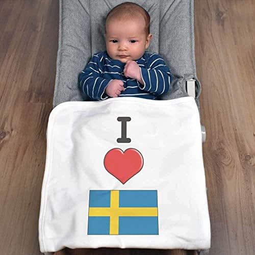 Азиеда „Ја сакам Шведска“ памучно бебе ќебе / шал