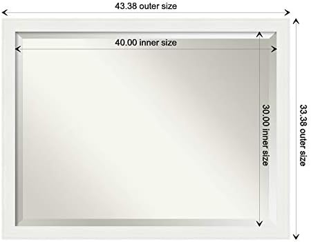 Аманти Уметност Закосено Огледало За Бања, Суета Бела Тесна Рамка-Ѕидно Огледало Бело, Х-Големо
