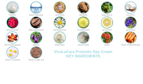 Вивалакара Пробиотик Дневен Крем-Навлажнувач За Усовршување На Кожата-Проблем, Сува, Чувствителна Кожа-Мирно Црвенило, Осветлување на