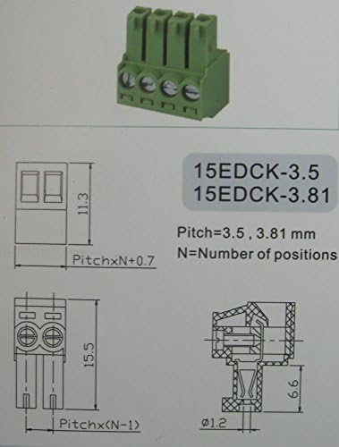 40 парчиња агол 90 ° 8pin/начин на теренот од 3,5 mm завртка за завртки на завртката конектор за зелена боја, со агол на типот со агол игла