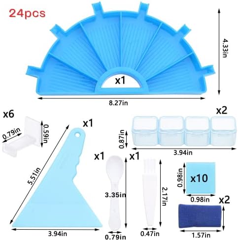 24 парчиња Комплети За Послужавник За Сликање Дијаманти, 6 Мрежи Организатор На Фиоки За Додатоци За Сликање Дијаманти Со Кутија За