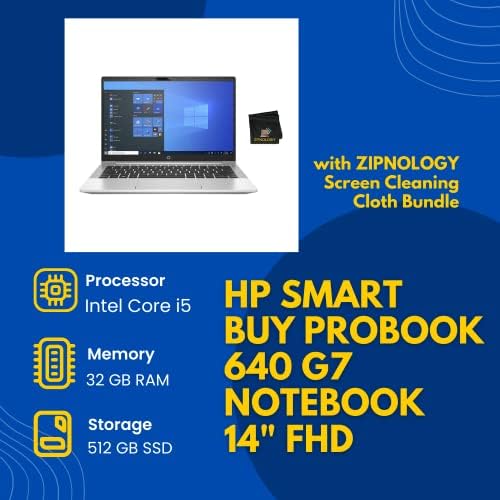 Hp ProBook 640 G7 Лаптоп КОМПЈУТЕР 14 FHD10th Gen, Intel Core i5-10210U, 32GB RAM МЕМОРИЈА 512GB PCIe SSD, LED-Позадинско Осветлување Анти-Отсјај, Wi - Fi, Bluetooth, Windows 10 10 Pro + Zipnology Крпа-Нови