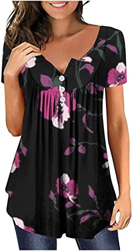 HOT6SL TUNIC врвови за жени лабави, кошули со кратки ракави за жени летни тоники носат маички лабави обични блузи мета