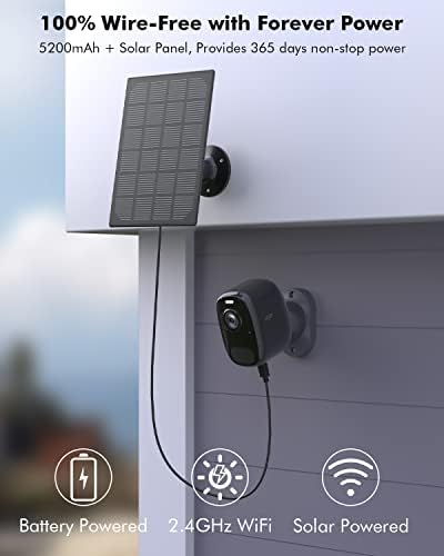 4MP соларна безбедносна камера на отворено - Безжични фотоапарати за домашна безбедност со 360 ° ротирачко магнетско монтирање, 2,4GHz WiFi,