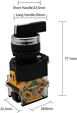 DJDLFA 22mm селектор на копчето Ротари прекинувач за заклучување на моментот 2NO 1NO1NC 2 3 Позиција DPST 10A 400V прекинувач за напојување