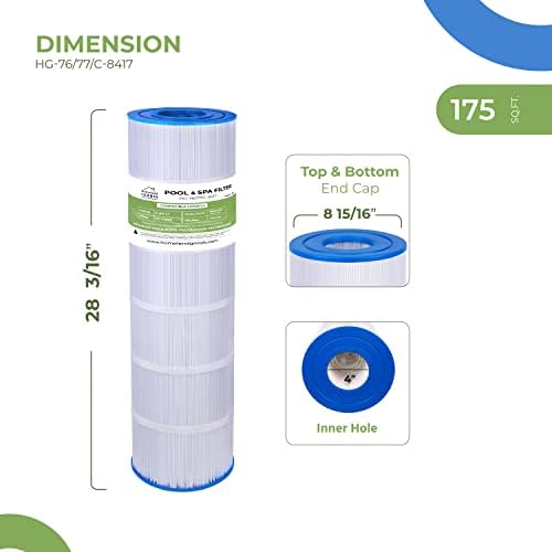 Домашна стока PLF175A Филтерот за базен го заменува Hayward C1750, CX1750RE, PA175, Unicel C-8417, Filbur FC-1294, Sta-Rite PXC 175, Waterway PCCF-175, 25230-0175S, 817-0175P, 175 Sq.ft Carridge