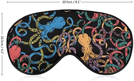 Смешноста во боја Doodle Octopus Soft Sleep Mask Eye Cover за спиење за слепите совршени блокови светлина со прилагодлива лента
