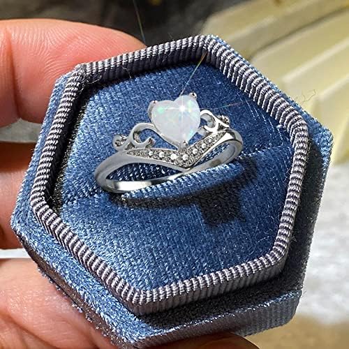2023 прстен во форма на срце нов накит срце Шарен скапоцен камен дама накит Loveубовта прстен ќерка височини и најниски прстени