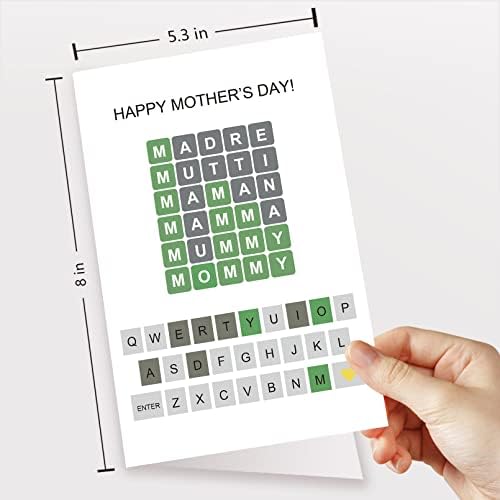 Wordle игра со тематска картичка за Денот на мајката, картичка за смешни мајки, картичка за загатки со лудост за мама