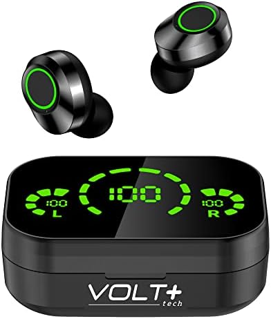 Волт плус Техника безжична V5.3 LED Pro Earbuds компатибилни со вашиот Xiaomi Mi-3 IPX3 Bluetooth вода и потпочница/намалување на бучава и Quad Mic
