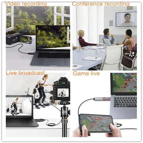 Картички за снимање на аудио видео -видео, 4K HDMI до USB 2.0 HD игра за видео -снимање картички 1080p30fps, рекордер на игри, кутија уред, емитување во живо, настава за Windows, Android и