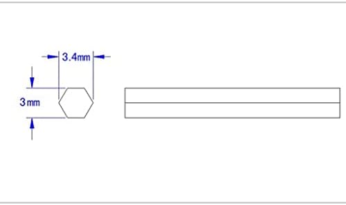 10 парчиња хексагонална лента од не'рѓосувачки челик, спротивни страни, модел на модел на играчки 3мм, шестоаголна оскарачка должина