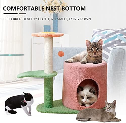 Кула за мачки за мачки за затворени мачки, мулти-ниво на миленичиња игра со кондо мебел, гребење на места за мачиња, сисални места, кула