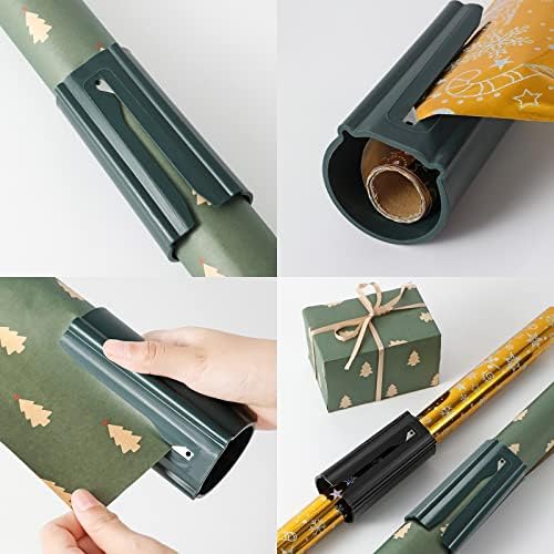 Божиќна цевка за алатки за хартија за завиткување, лизгачки секач за завиткување на подароци, секач за лизгање на хартија од