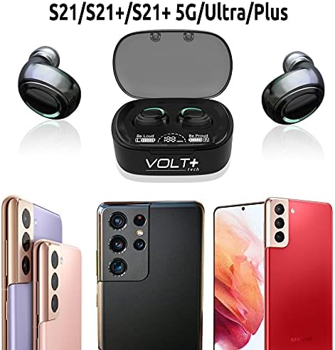 Волт плус технолошки безжичен V5.1 Bluetooth Earbuds за Samsung Galaxy S22/S21/Ultra/Plus/5G F9 TWS со MIC, 8D бас, технологија