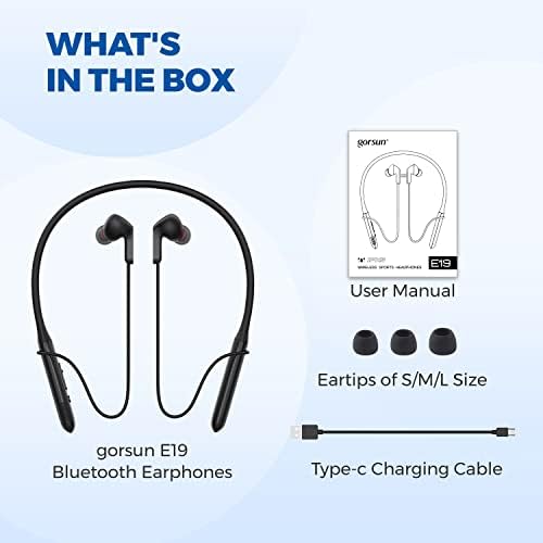 gorsun E19 Bluetooth Слушалки Вратот, Безжични Во Уво Спортски Слушалки, 15h Време Игра, Преклопен И Лесен, IPX5 Водоотпорен, Bluetooth