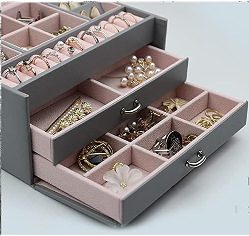 Кутија За накит Организатор На Кутија За Накит Голем Прстен Ѓердан Дисплеј Футроли За Држач За Шминка Кожна Кутија За Накит Со Брава За Жени Жени