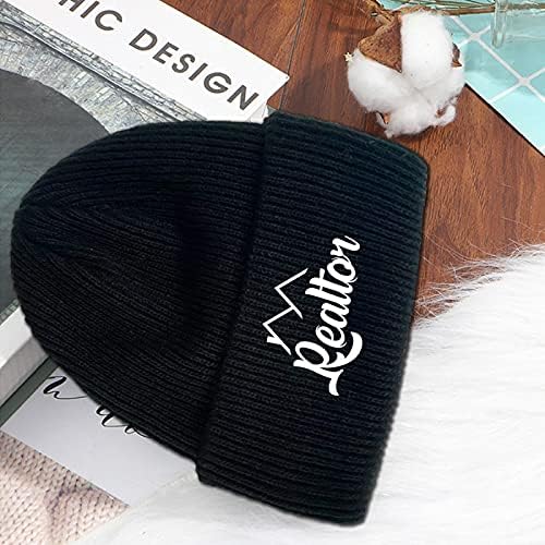 Gercase Realtor Land Broker Beanie Adults Unisex Men Womens Chuinted обичен череп плетен капа капа црно