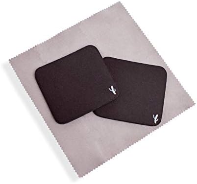 Влочки за одмор на лаптоп кутасу - сет од 2, 10x9cm, дебели 5мм, универзални фит лаптопи/MacBooks, мека црна ткаенина Lycra, не -лизгање гума од дното - доаѓа со крпа за чистење на