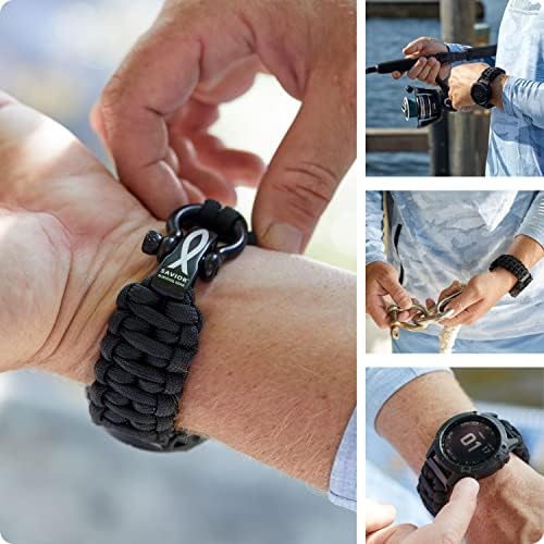 Gear Saveir Survival Gear Paracord 20mm/22mm Watch Band со брзо ослободување - мажи и жени - каиш компатибилен со разни паметни часовници,