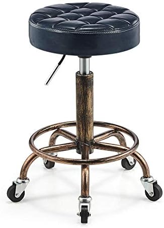 Килими Индустриски столче на тркалото ， столче со сина пуно-синтетичко кожно седиште ， прилагодлива висина 48-58 см ， Поддржана тежина