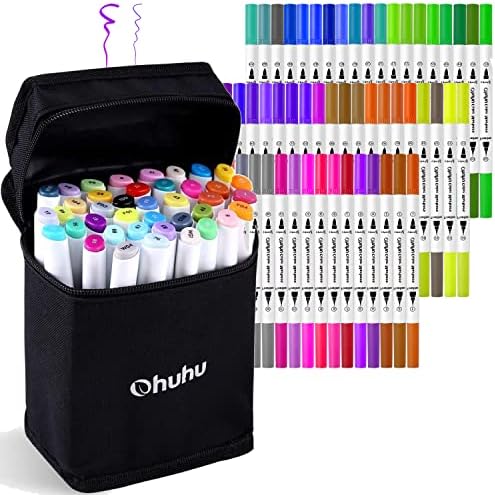 Охуху 60 бои за боење маркер двојни совети + 48 уникатни бои маркери засновани на алкохол