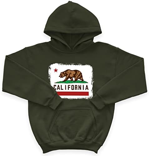 Калифорнија мечка Детска сунѓерска руно худи - Калифорнија тематска детска худи - графичка худи за деца