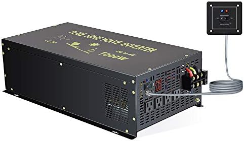 WZRELB 7000W 24V 120V чист синусен бран за напојување со моќност 4 наизменични места за далечински управувач, РВ, кампување