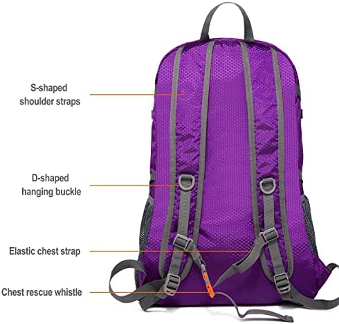 Vimapo Пакуван ранец со лесен сад 40L, Ripstop најлон преклопен дневен пакет, склопувачки ранец за пешачење за отворено