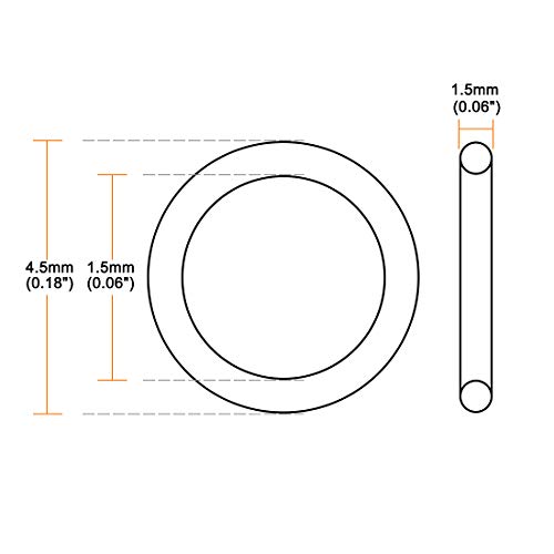 Uxcell Silicone O-Ring, 4mm OD, 1mm ID, ширина од 1,5 mm, заптивка за заптивки на заптивки на VMQ, црвена, пакет од 50