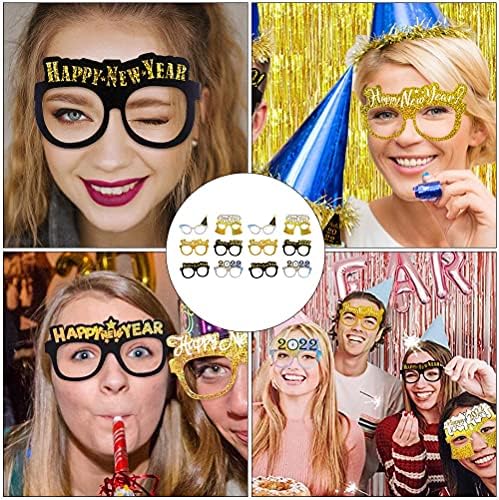 Галпада Среќна Нова Година Украси 24 парчиња Нова Година 2022 Очила Смешни Креативни Очила Декор Забава Костим Реквизит