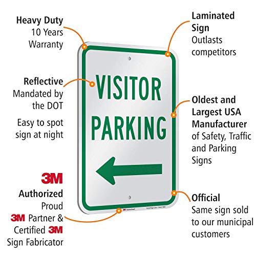 SmartSign „Паркинг за посетители“ со лева стрела | 12 x 18 3М инженер за рефлективни алуминиум