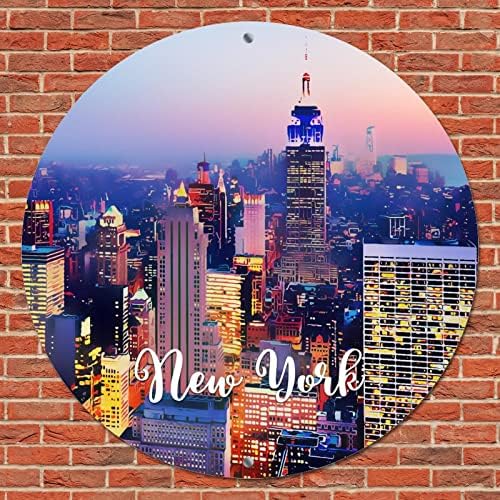Американски Yorkујорк држава и градски предели на градски предели градски пејзаж градски поглед на метални калај знаци плакета гроздобер метална