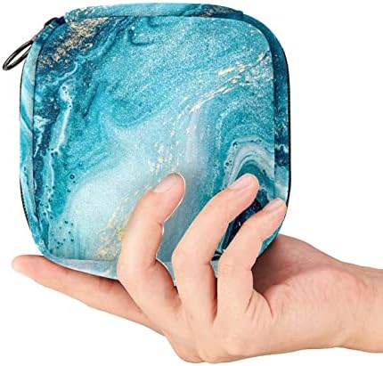 Преносен период торбичка торбичка за женски производи за девојчиња за влошки торби и тампони со патент, апстрактно сликарство со сино масло