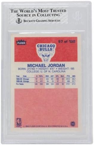 Мајкл Jordanордан 1986 Флеер 57 Чикаго Булс Кошаркарска картичка BGS NM -MT 8 876 - Непотпишани фудбалски картички
