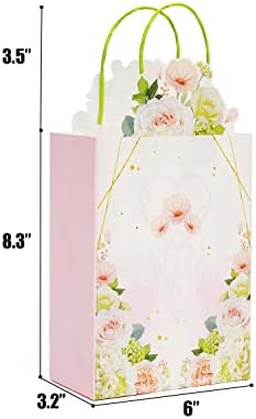 Qiqee 32-пакети роза хартиени торби за хартија со рачки на рефус 8,26 × 6 × 3,15 торби за подароци со мала големина за повеќекратна