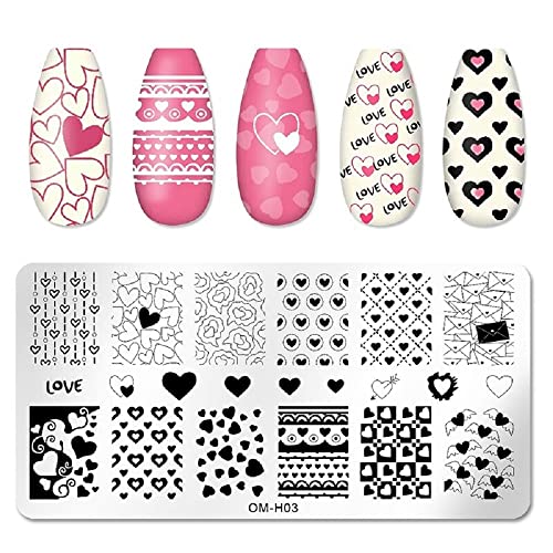 Запечатување на нокти животно loveубов срце срце цветна тема шаблон плоча за калапи за нокти матрици DIY печатење алатки од не'рѓосувачки
