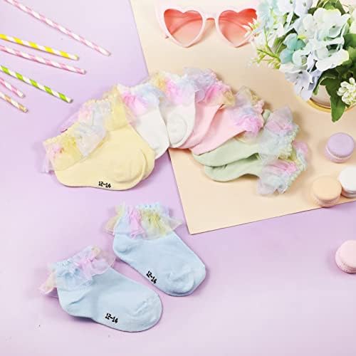 Хилбан 10 пара мали деца девојки чипка чизми за бели бебе новороденче симпатично пржени памучни чорапи за деца за мали девојчиња