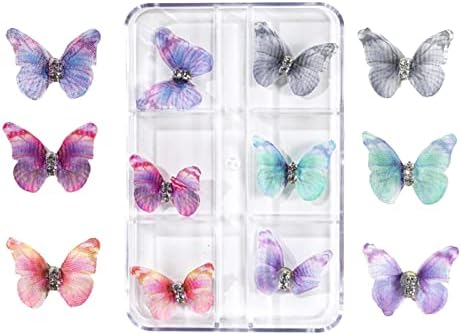NPKGVIA Nail Smart Butterfly накит на дното магнетна магнетна пеперутка 6 решетка единечен отстранлив накит за нокти DIY занаетчиски