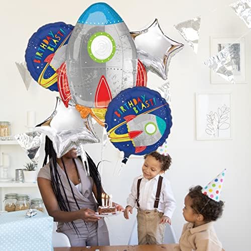 QWEQWE 5Pcs Ракетен Костум Балони Партија Материјали Spaceman Mylar Балон За Роденден Балон Букет Украси, Домашна Канцеларија Декор, Бебе