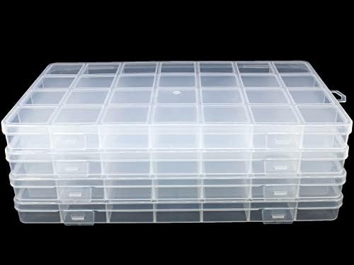 Jesep yong 4packs 28 мрежни организатор на монистра, пластична организатор кутија со фиксни делители-решетки, додатоци и контејнер