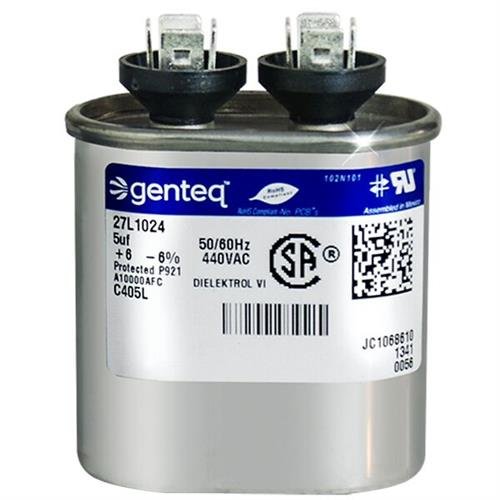 Носач P291-0504 - 5 UF MFD X 440 VAC Genteq Заменски кондензатор овален # C405L / 27L1024